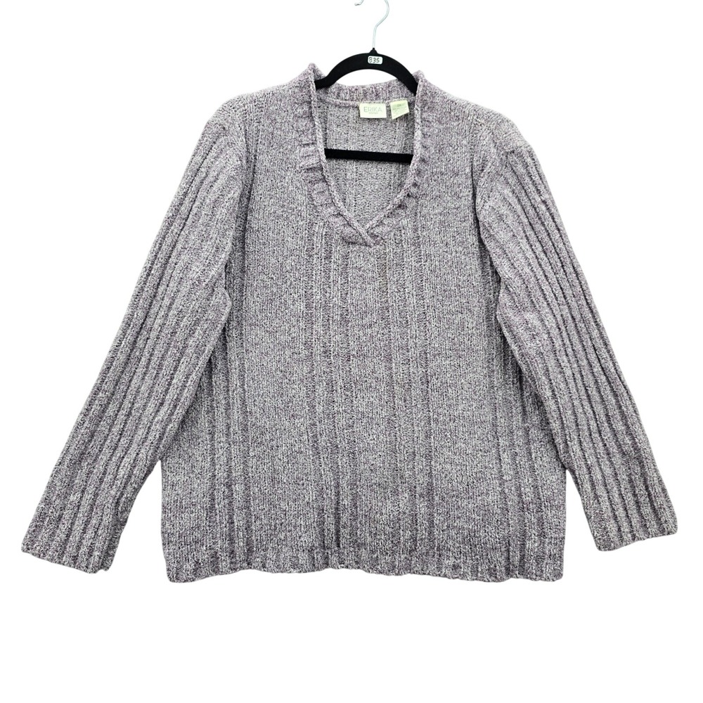 Purple Chunky Oversized Ribbed Y2K Vintage‎ Soft Erika Chenille Sweater Plus 2X